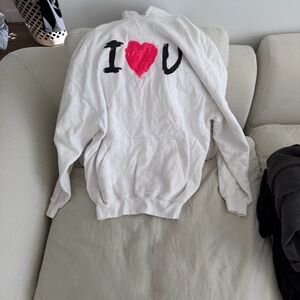 Balenciaga White Hooded Pullover with Branded Tag